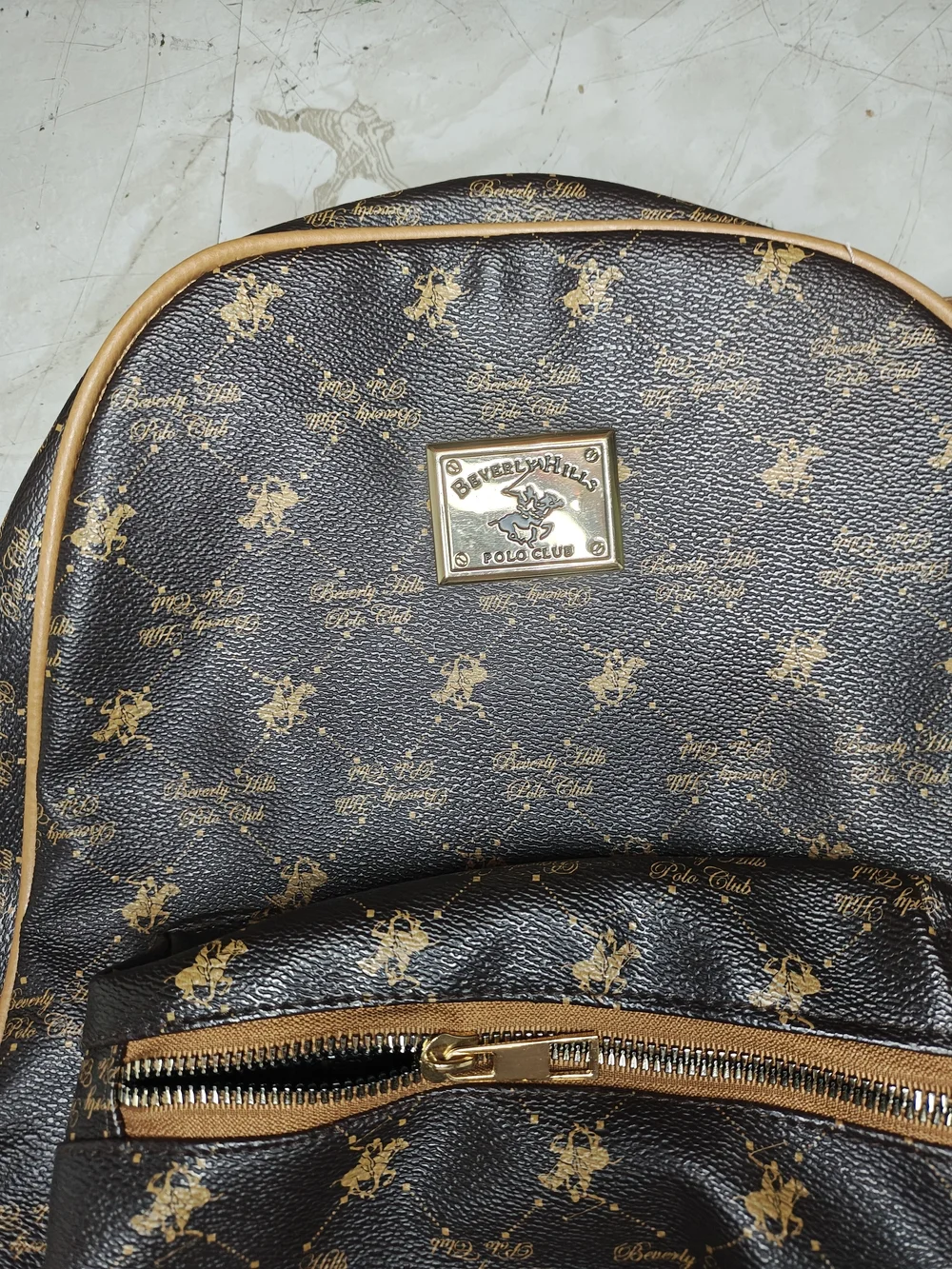 Vintage Logo Printed Brown Backpack - Unbranded
